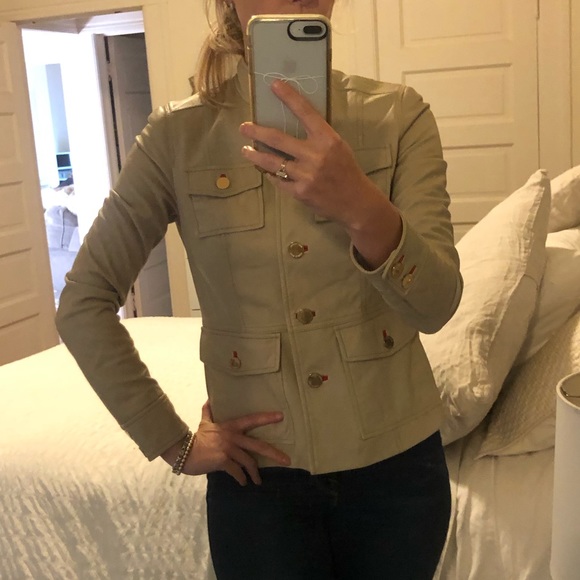 Tory Burch Tan/Beige Genuine Leather Jacket - Sz 0 - Picture 4 of 6